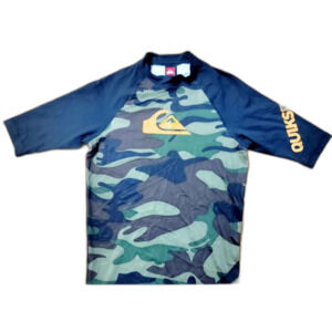 Quicksilver Boys L Bunker 3/4 Sleeve Board Surf Shirt Tee Camo SPF 50+ FAST! AE1